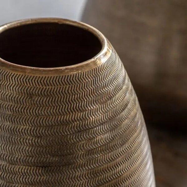 Artistic Aluminium Tall Vase Arrow Antique Brass - Image 3