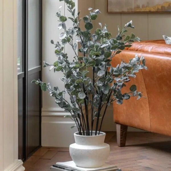 Faux Eucalyptus in Ceramic Pot Ivory - Image 2