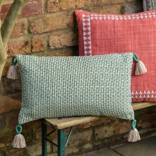 Isla Woven Cushion Green - Image 2