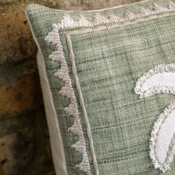 Nohea Embroidered Palm Tree Cushion Sage - Image 3