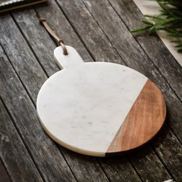 Novi Round Cheese Board White Marble - Image 2