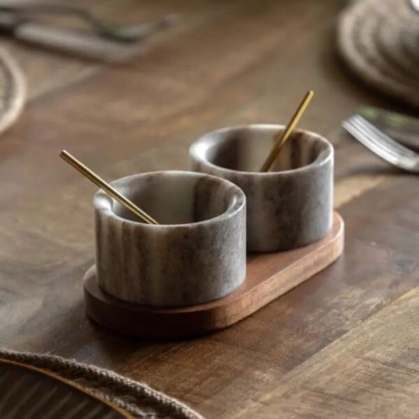 Novi Spoon and Pinch Pot Beige Marble - Image 2